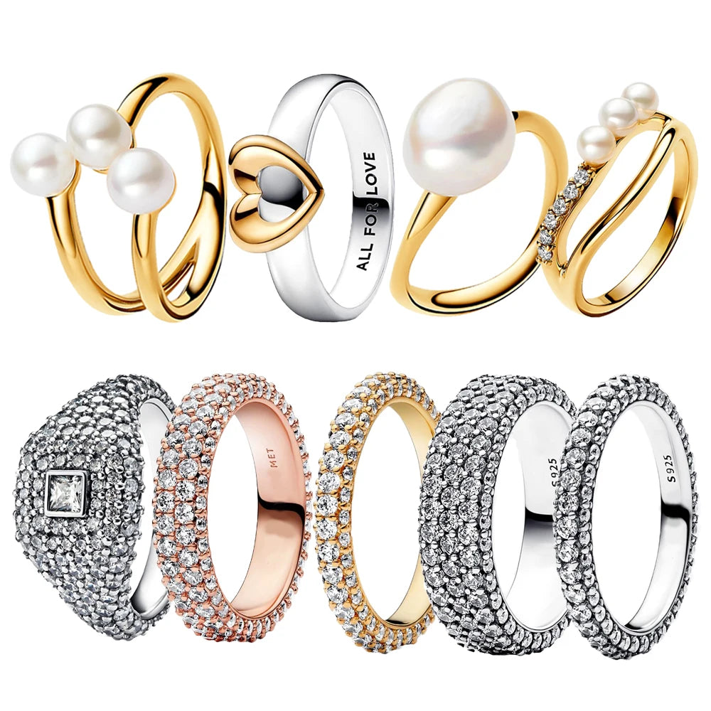 925 Silver Pearl & Zircon Ring – Couple’s Jewelry Gift"