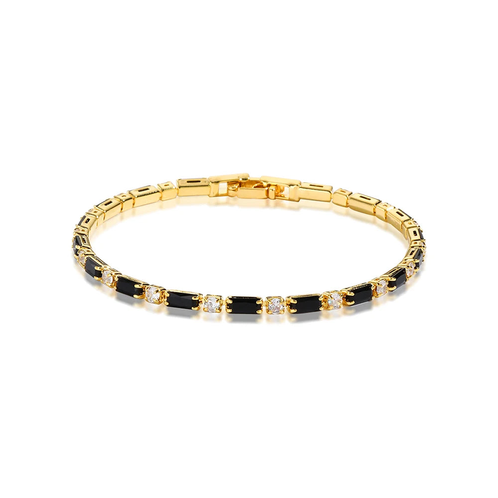 “Black CZ Gold-Plated Tennis Bracelet”