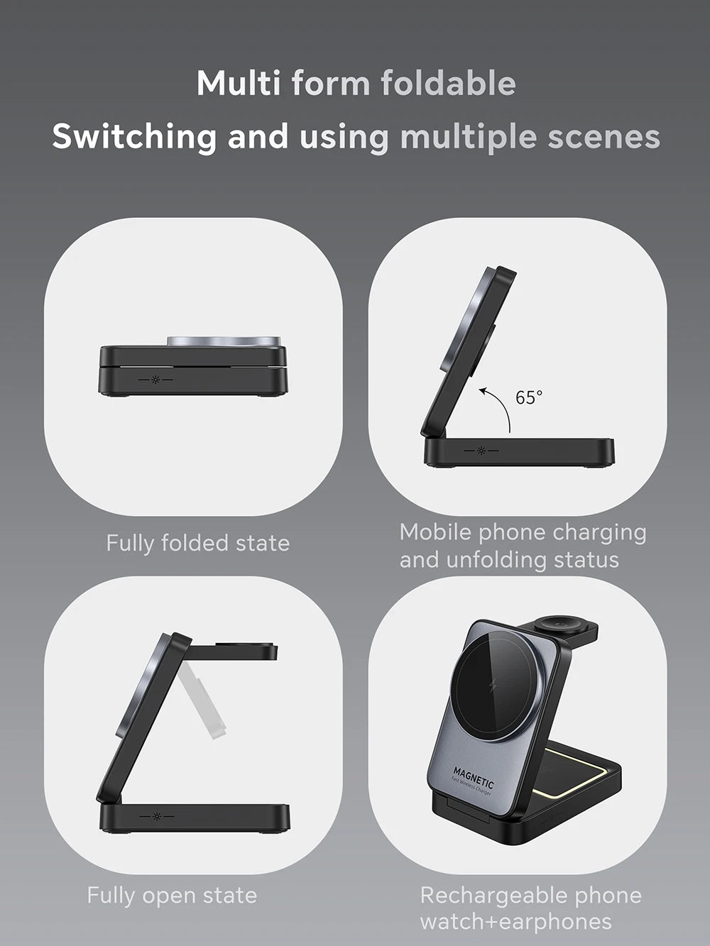 Magnetic 3-in-1 Charger for iPhone, AirPods & Apple Watch