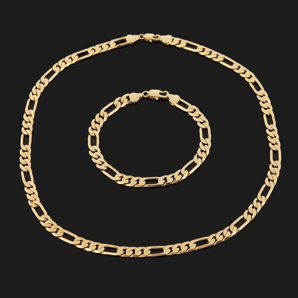 “925 Silver 18K Gold Geometric Bracelet & Necklace Set”