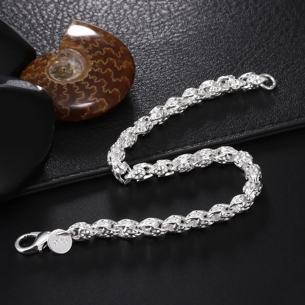 “925 Sterling Silver Solid Chain Bracelet”