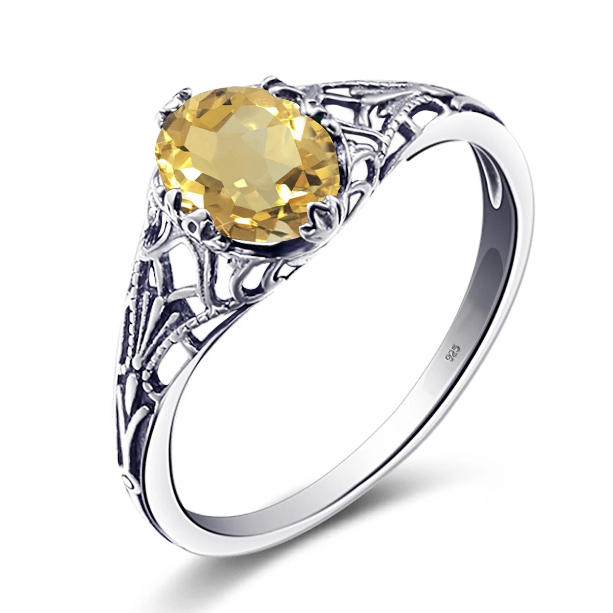 Real 925 Sterling Silver Oval Red Garnet Ring