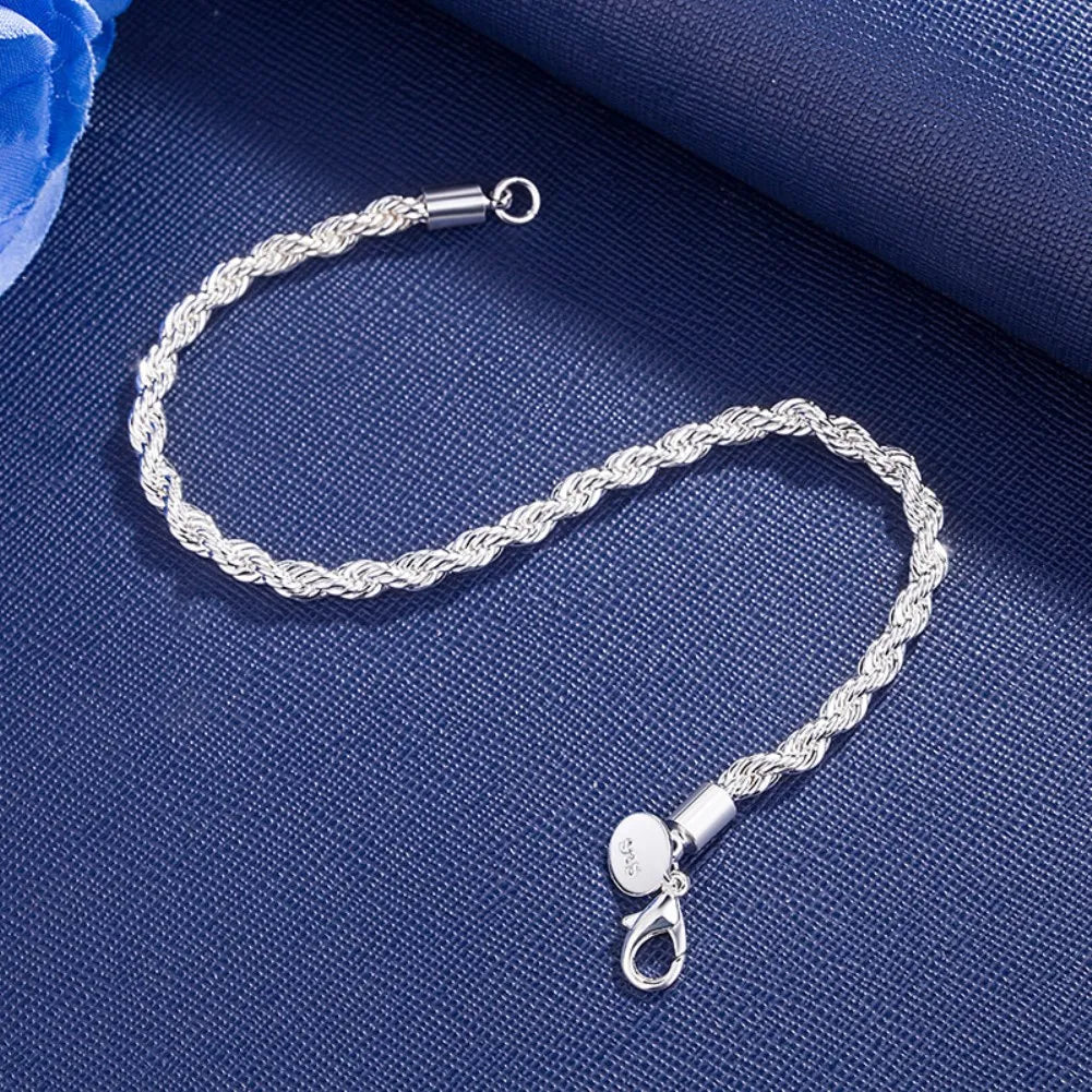 “Wholesale 18K Gold & 925 Silver 4MM Chain Bracelet 20cm