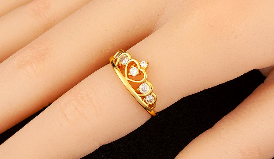 "Luxury Heart Crown Zircon Ring – Women’s Jewelry Gift"