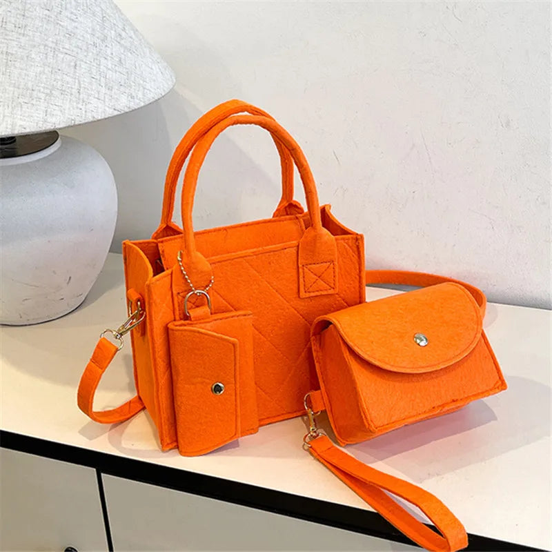 Stylish Solid Color Crossbody & Shoulder Bag Set