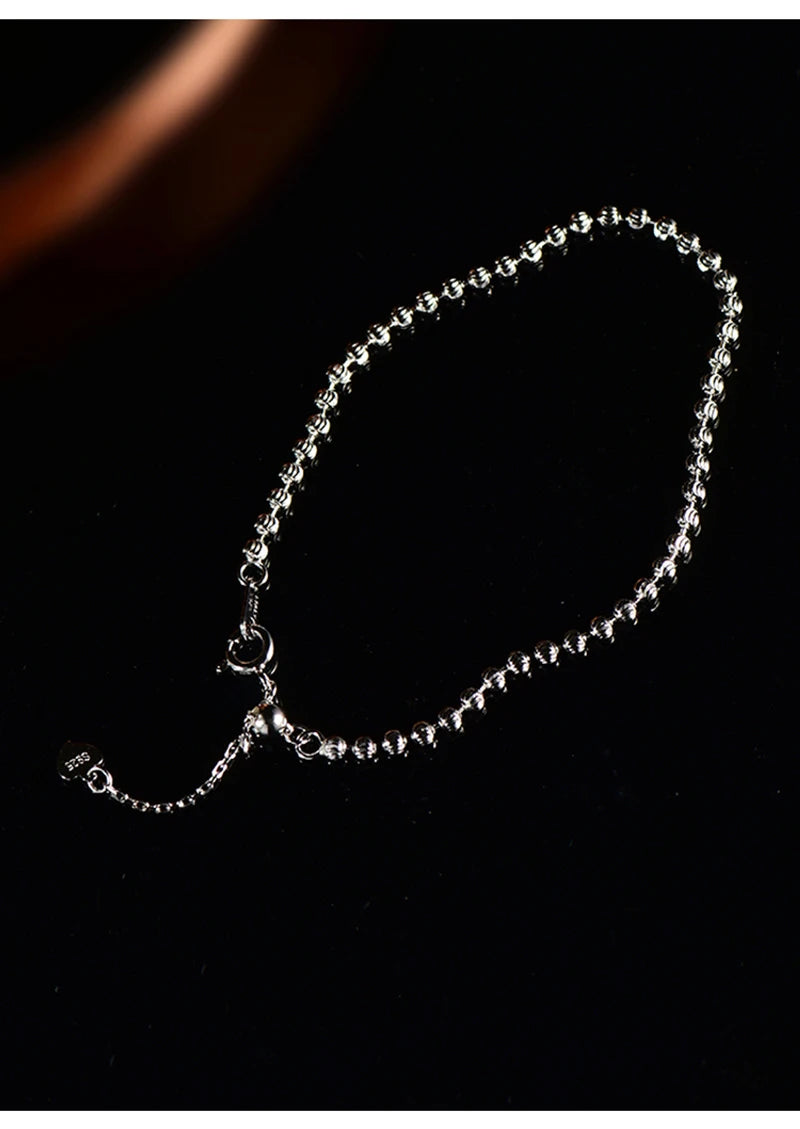 "925 Silver 2.5mm Diamond-Cut Bead Chain Bracelet – Made in Italy