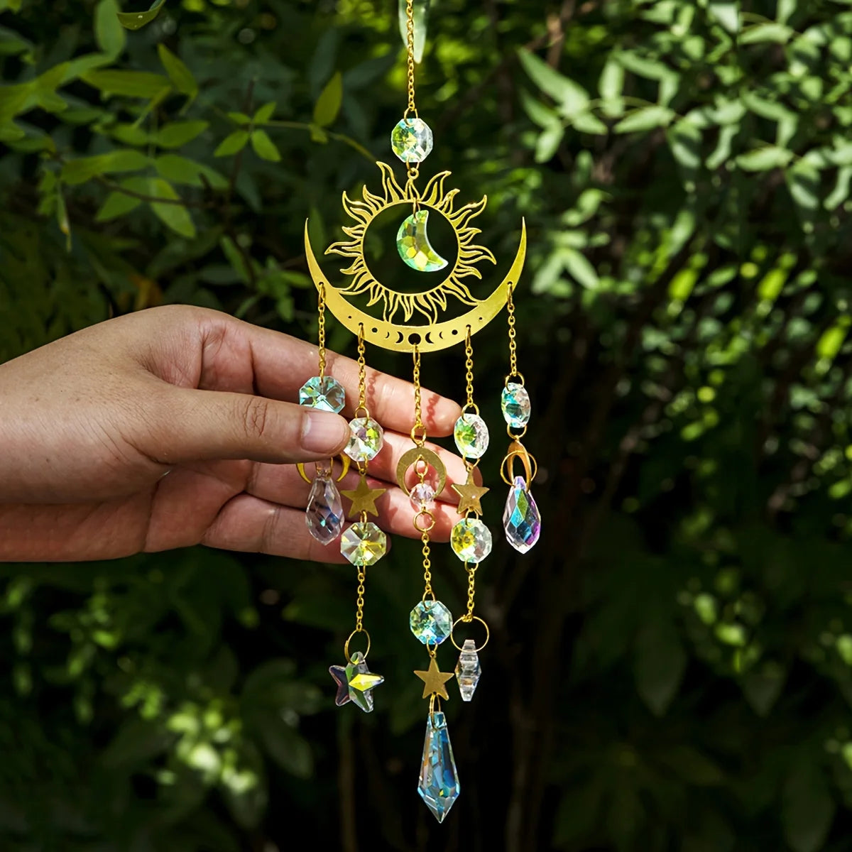 Star & Moon Wind Chime Pendant – Garden Sun Catcher Deco