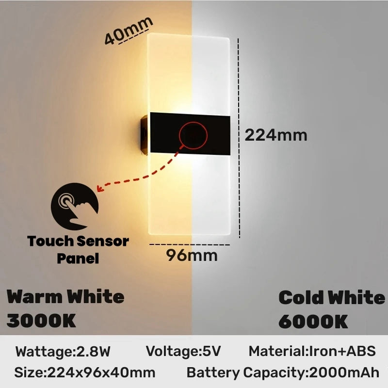Touch LED Wall Night Light – USB Rechargeable & Wireless