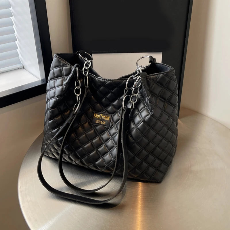 Quilted PU Large Shoulder Bag