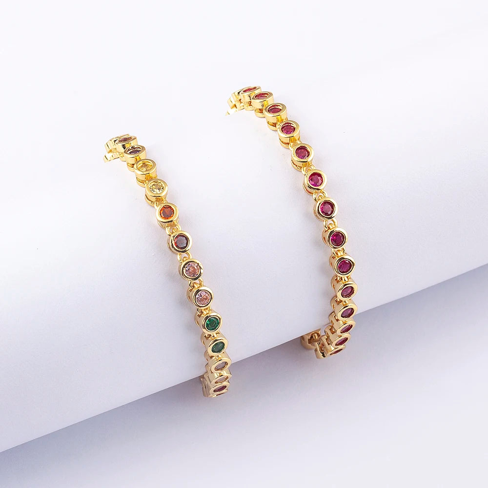 Nidin 6 Colors Shiny Crystal Bracelet For Women Rhinestone Zircon Charm Wrist Adjustable Bangles Girls Exquisite Jewelry Gift
