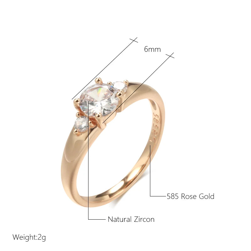 Kinel 585 Rose Gold Zircon Wedding Ring”
