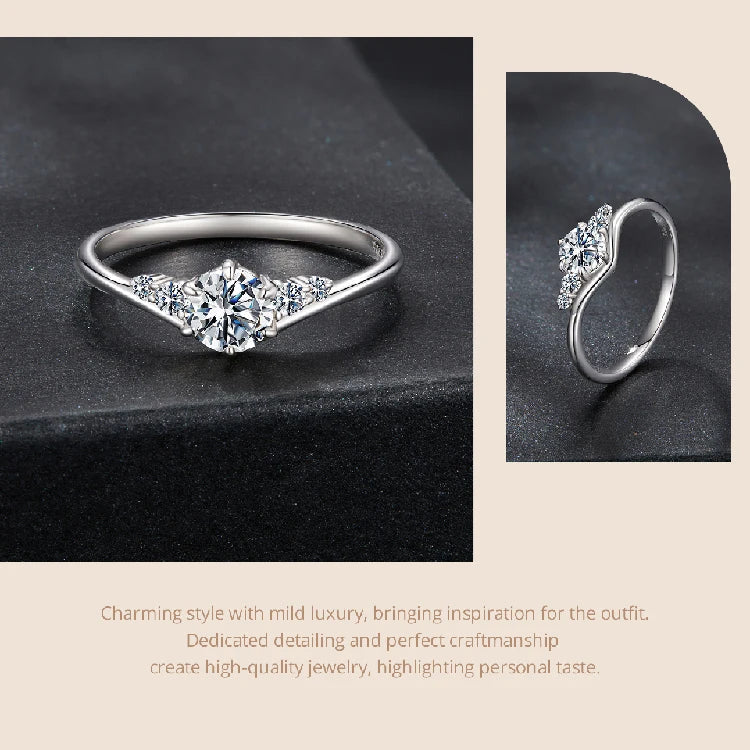 Bamoer Moissanite Ring with Five Graduated Stones”