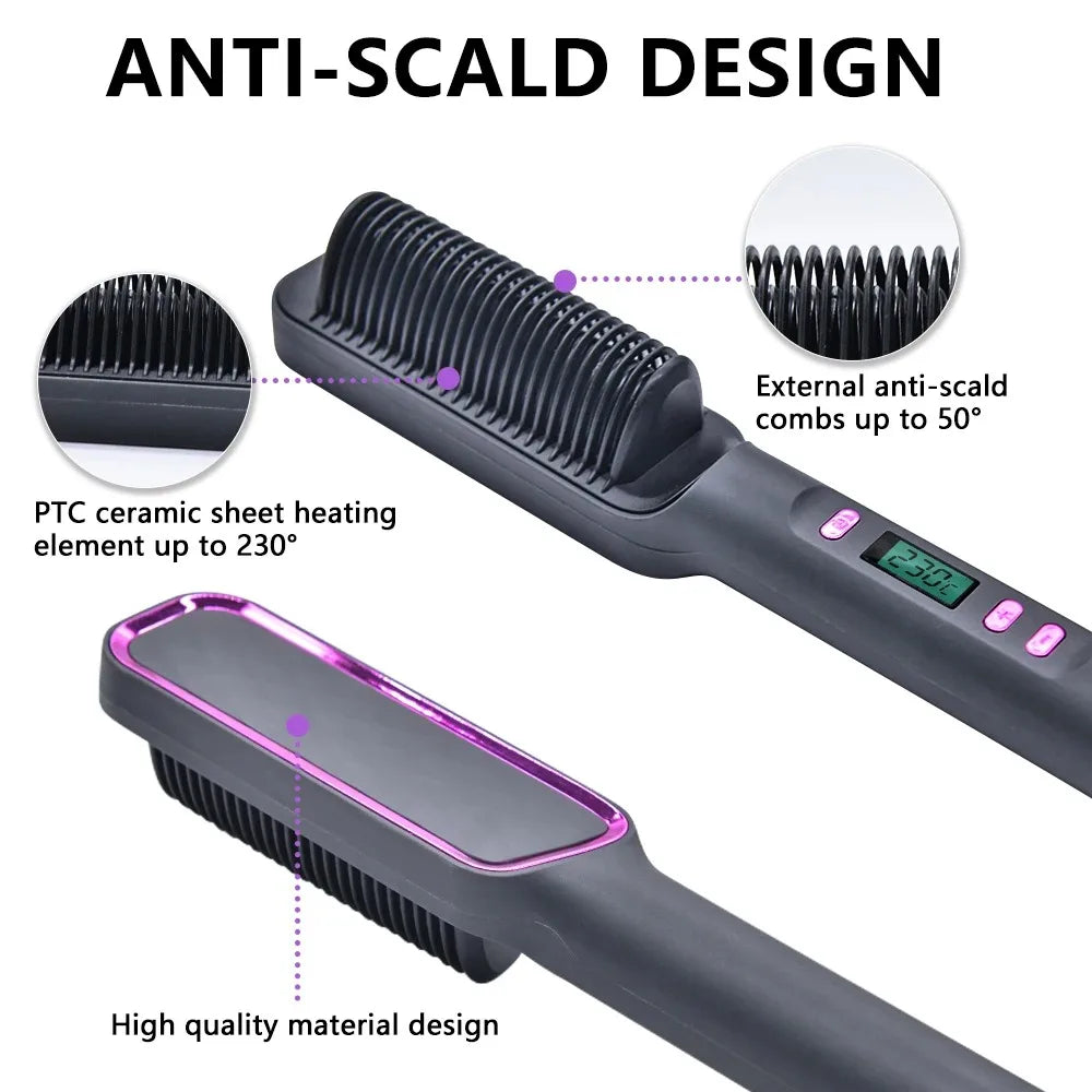 Electric Hot Comb – Anti-Scald Hair Straightening Brush