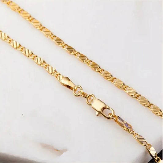 925 Silver 2mm Gold Charm Chain Necklace (16-30")
