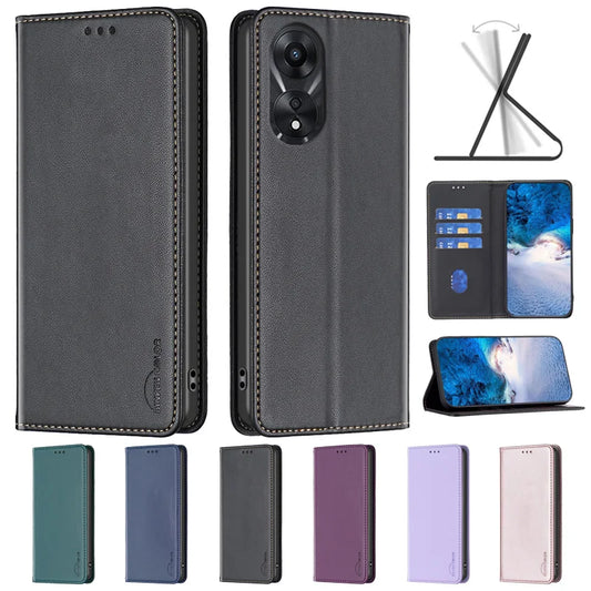 Luxury Magnetic Leather Wallet Cover – OPPO