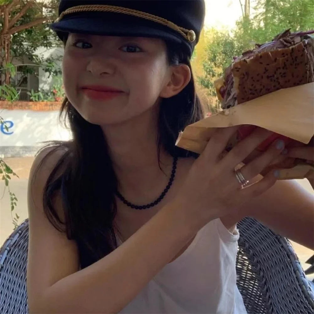 French Vintage Black Pearl Necklace