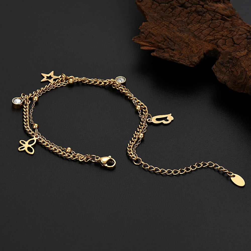 “18K Gold S925 Silver Charm Pendant Bracelet