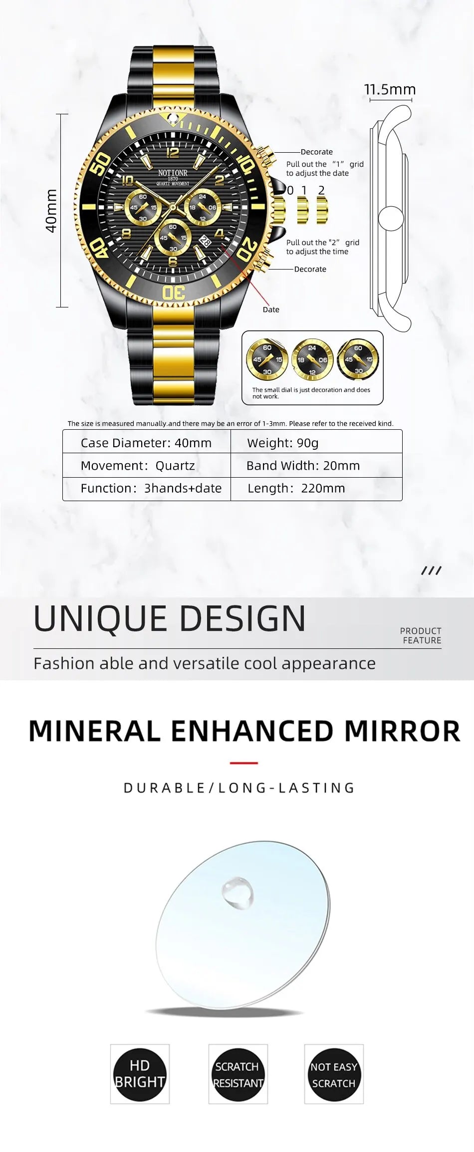 Men's Sports Quartz Business Watch