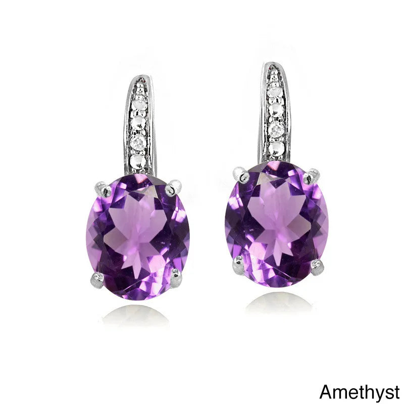 “925 Silver Colorful Gemstone Amethyst Earrings