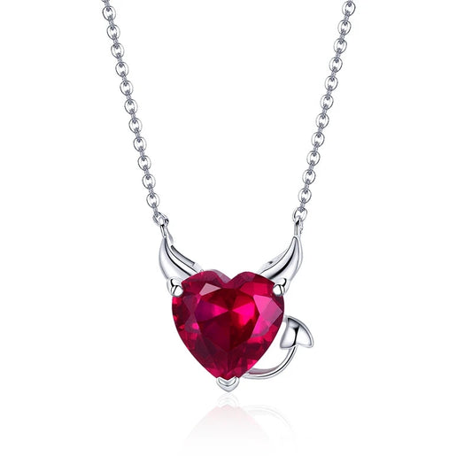 Bamoer 925 Silver Red Zircon Devil Necklace