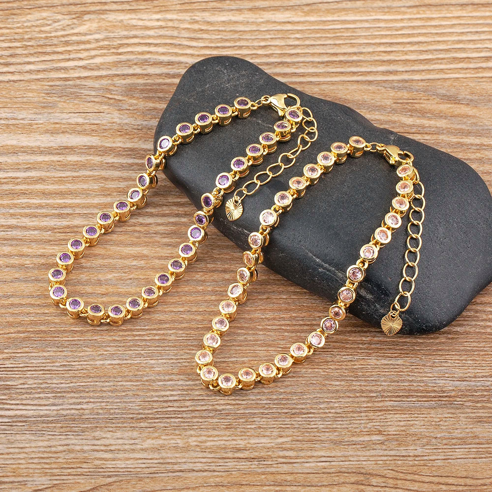 Nidin 6 Colors Shiny Crystal Bracelet For Women Rhinestone Zircon Charm Wrist Adjustable Bangles Girls Exquisite Jewelry Gift