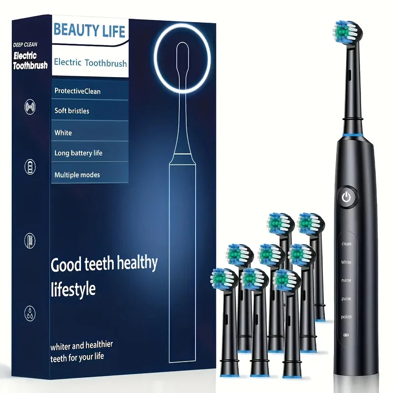 Electric Rotating Toothbrush – Deep Clean with Replacement Heads