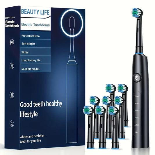 Electric Rotating Toothbrush – Deep Clean with Replacement Heads