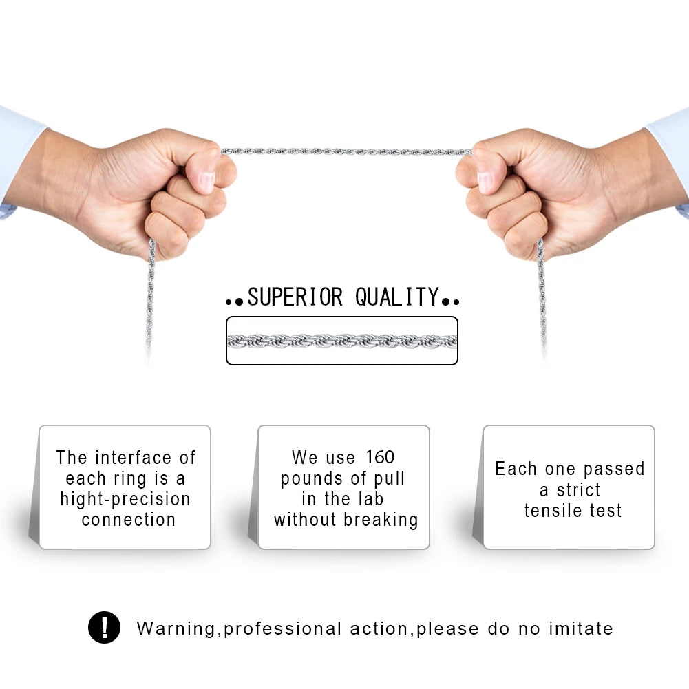 925 Silver Diamond-Cut Rope Chain Necklace