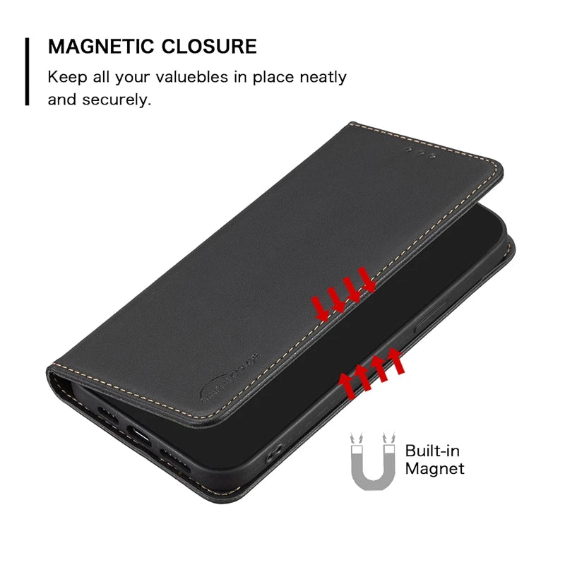 Luxury Magnetic Leather Wallet Cover – OPPO