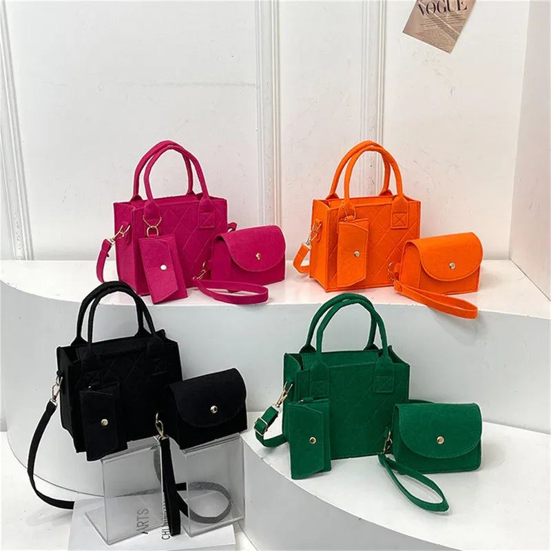 Stylish Solid Color Crossbody & Shoulder Bag Set