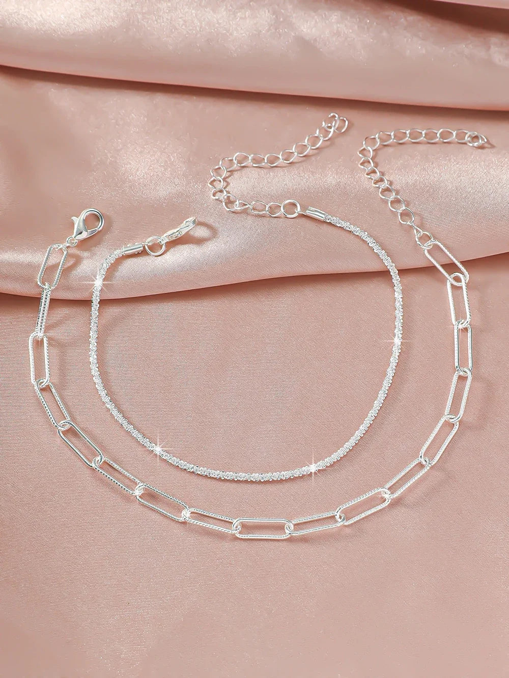 1/2PCS Simple Silver Anklet, Elegant Beach Jewelry