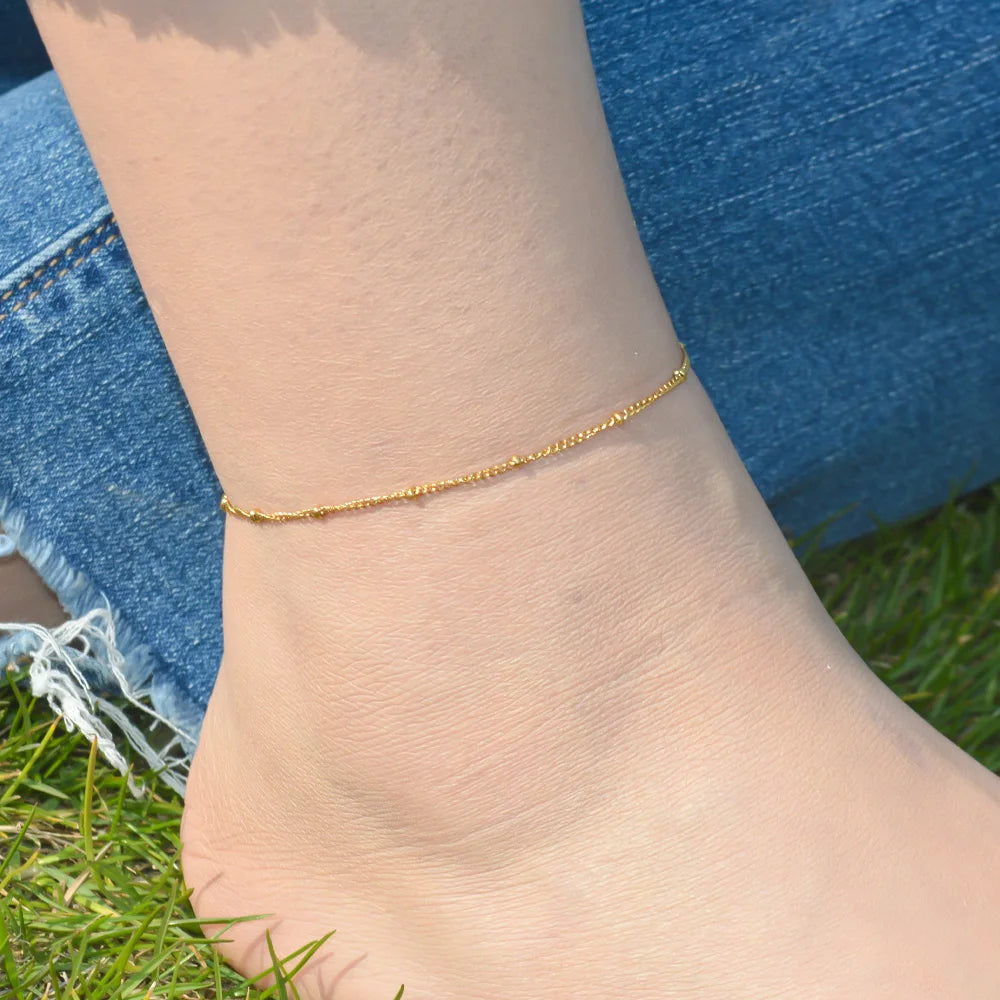 2024 Gold Stainless Steel Layered Anklet for Women