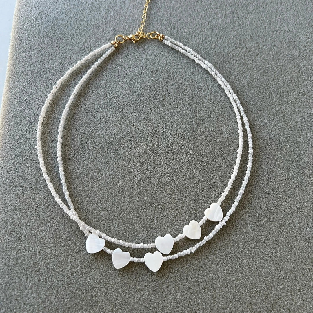 Handmade White Heart Pendant Choker Necklace