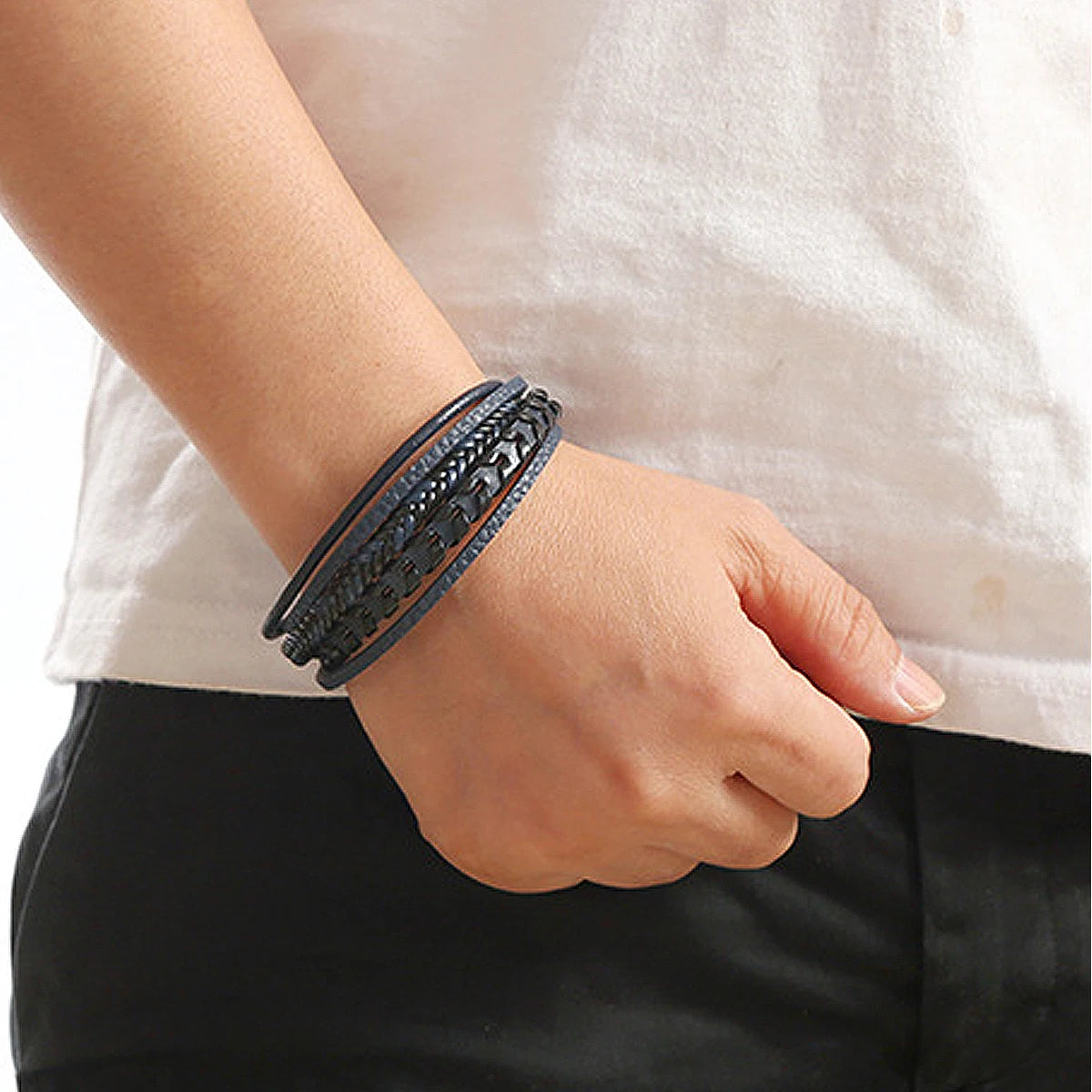 "Men’s Vintage Leather Rope Bracelet