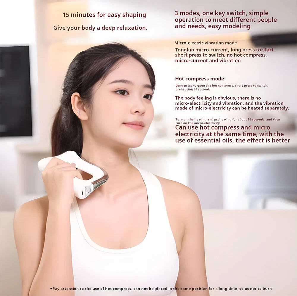 Electric Fascia Massager – Microcurrent Vibration & Warm Compress