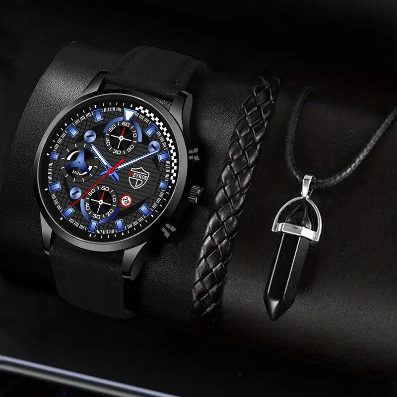 Men's Fashion Watch & Jewelry Set