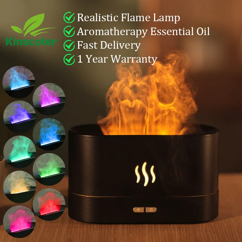 Kinscoter Aroma Diffuser – Ultrasonic Cool Mist & Flame LED Lamp