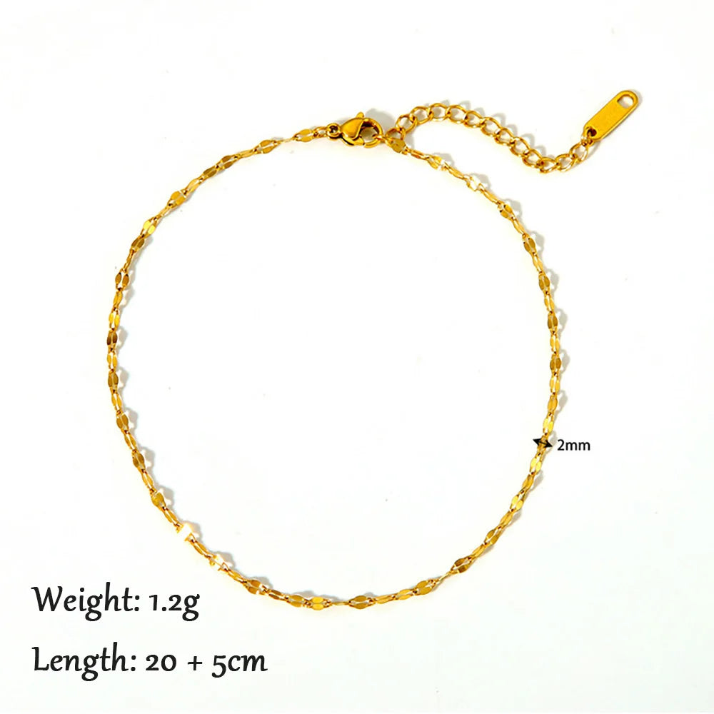 2024 Gold Stainless Steel Layered Anklet for Women