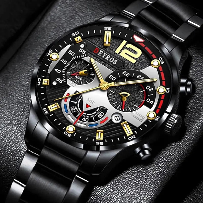 Luxury Men's Sports Quartz Watch, Stainless Steel, Luminous