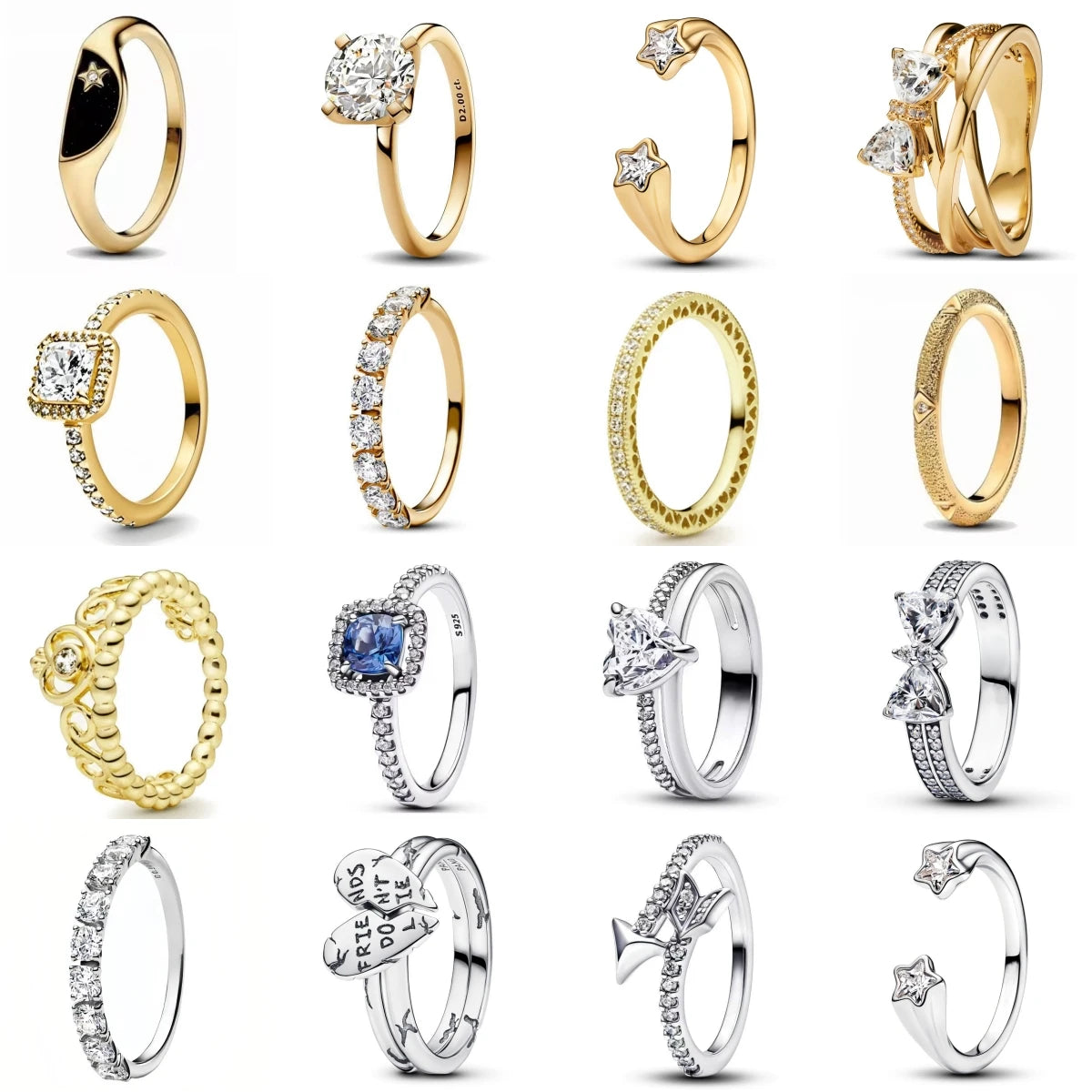 "925 Silver Double Heart Crown Ring – Sparkling Bow & Arrow Design"