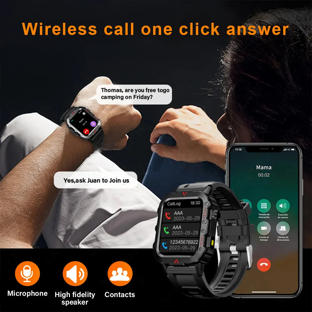 2025 Military Smartwatch, ECG, Waterproof, Bluetooth Call
