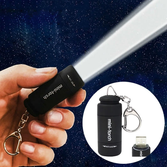 Mini USB Keychain Flashlight – Portable Waterproof LED