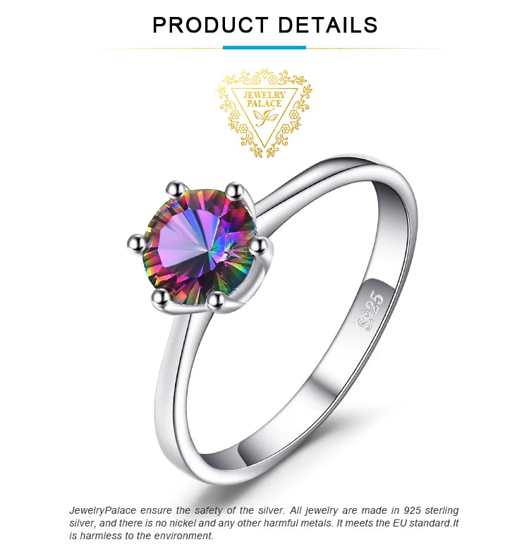JewelryPalace 925 Silver Rainbow Mystic Quartz Ring