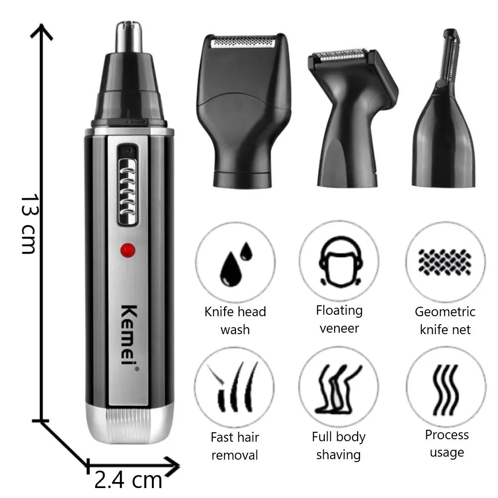 Kemei KM-6630 4-in-1 Trimmer – Hair, Beard & Nose Groomer