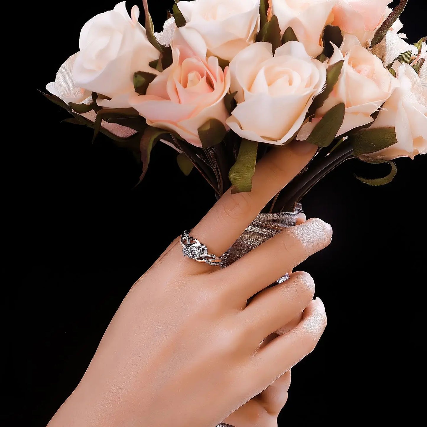 JewelryPalace 925 Sterling Silver 3-Stone Engagement Ring