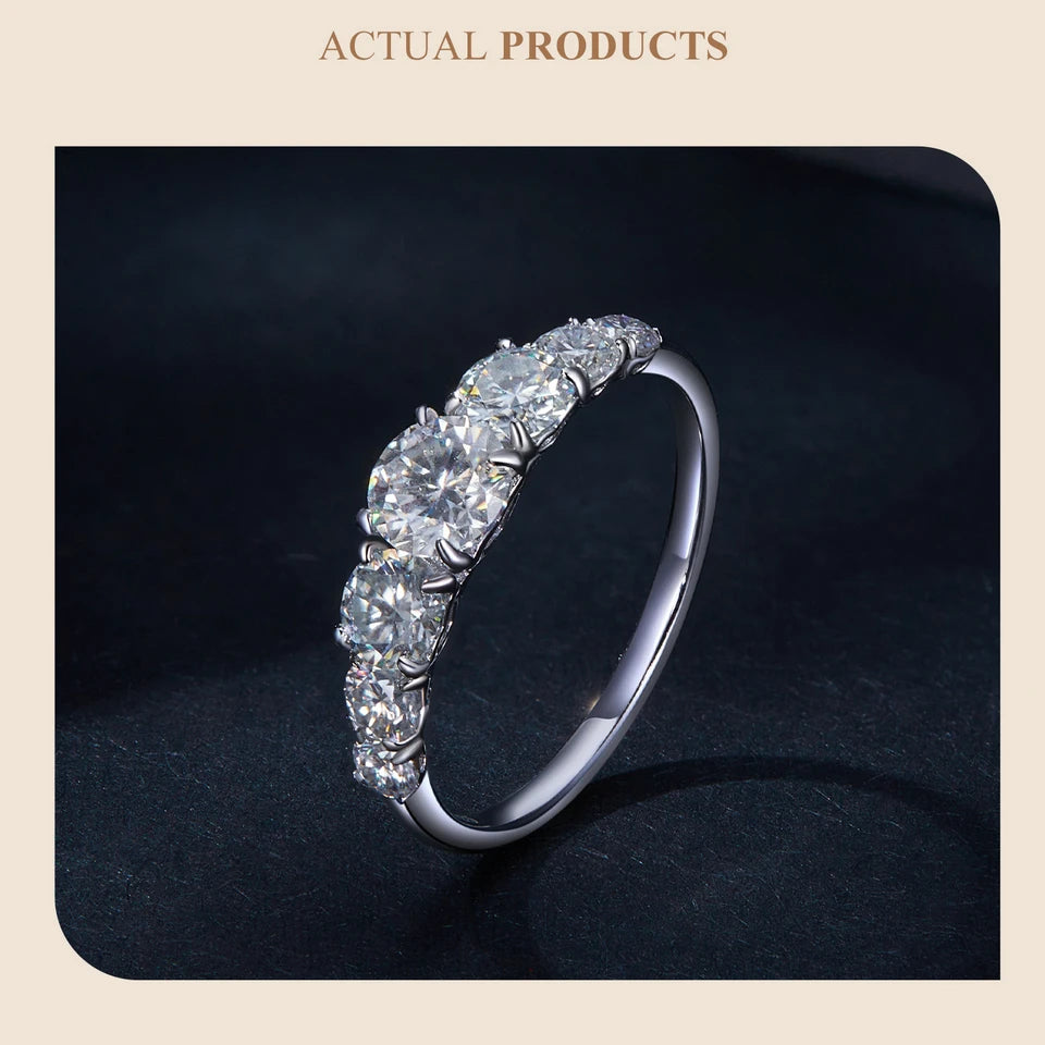 “Sterling Silver Moissanite and Diamond Ring