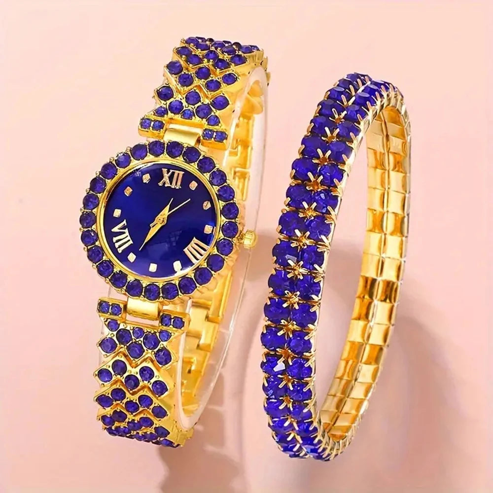 2PCS Blue Women's Watch Set