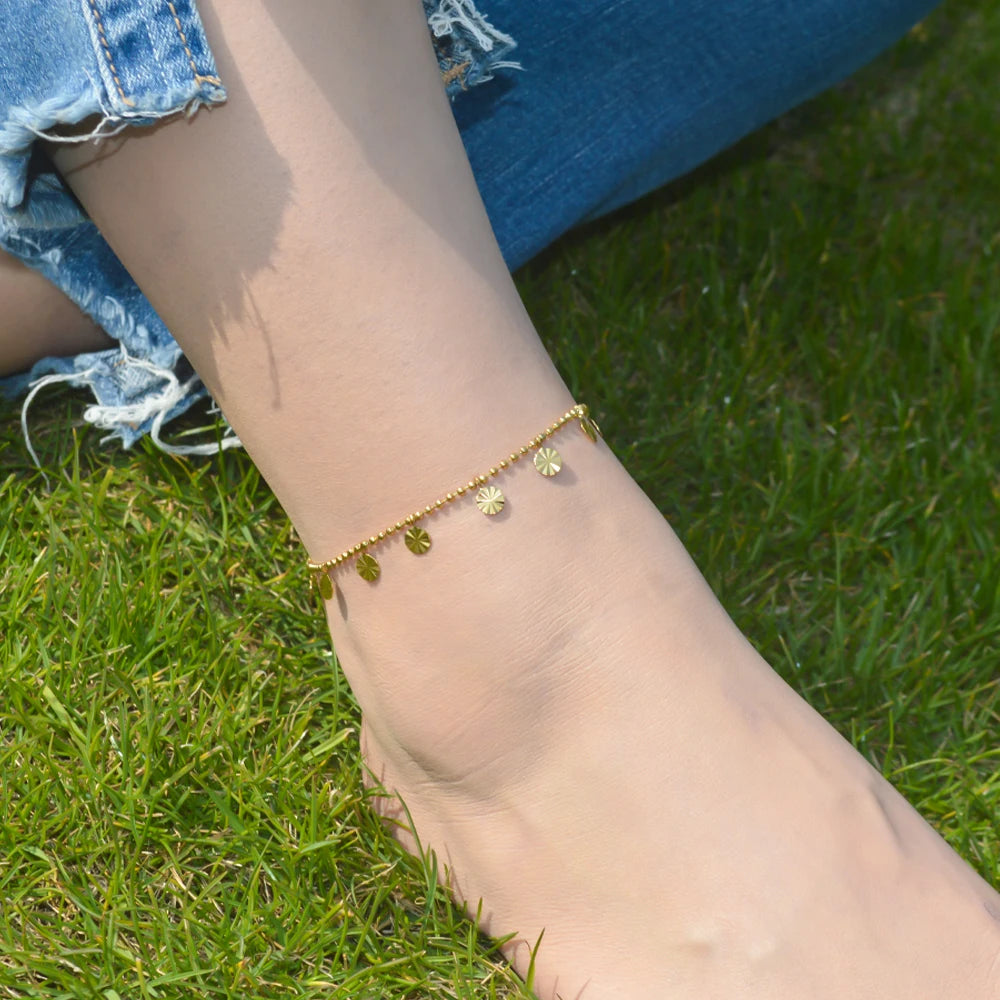 2024 Gold Stainless Steel Layered Anklet for Women