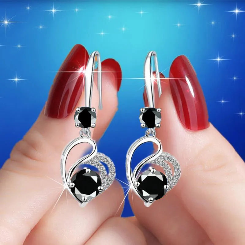 Cute Blue Heart Drop Earrings – Classic Wedding Jewelry