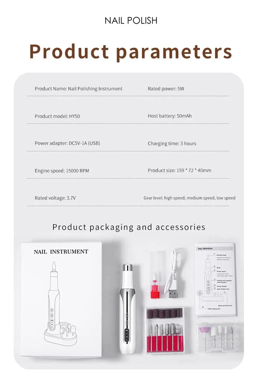 Professional Rechargeable Nail Drill – Manicure & Pedicure Tool